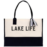Lake Life Tote Bag - Large Chic Tote Bag - Gift for Her - Girls Weekend Tote - Weekender Bag - Weekend Tote - Boat Bag - Lake Life Gift - Aaria Tees Aaria Tees
