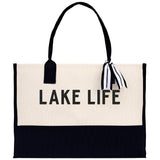 Lake Life Tote Bag - Large Chic Tote Bag - Gift for Her - Girls Weekend Tote - Weekender Bag - Weekend Tote - Boat Bag - Lake Life Gift - Aaria Tees Aaria Tees