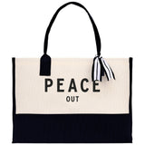 Peace Out Beach Tote Bag - Large Chic Tote Bag - Gift for Her - Vacation Tote Bag - Weekender Bag - Travel Tote - Aaria Tees Aaria Tees