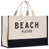 Beach Please Tote Bag XL - Oversized Chic Tote Bag with Zipper and Inner Pocket - Beach Bag for Women - Beach Tote - Gift for Her - Gift Bag - Aaria Tees Aaria Tees