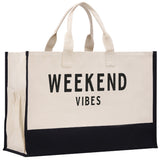 Weekend Vibes Beach Tote Bag XL - Oversized Chic Tote Bag with Zipper and Inner Pockets - Gift for Her - Girls Weekend Tote - Weekender Bag - Aaria Tees Aaria Tees