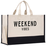 Weekend Vibes Beach Tote Bag XL - Oversized Chic Tote Bag with Zipper and Inner Pockets - Gift for Her - Girls Weekend Tote - Weekender Bag - Aaria Tees Aaria Tees