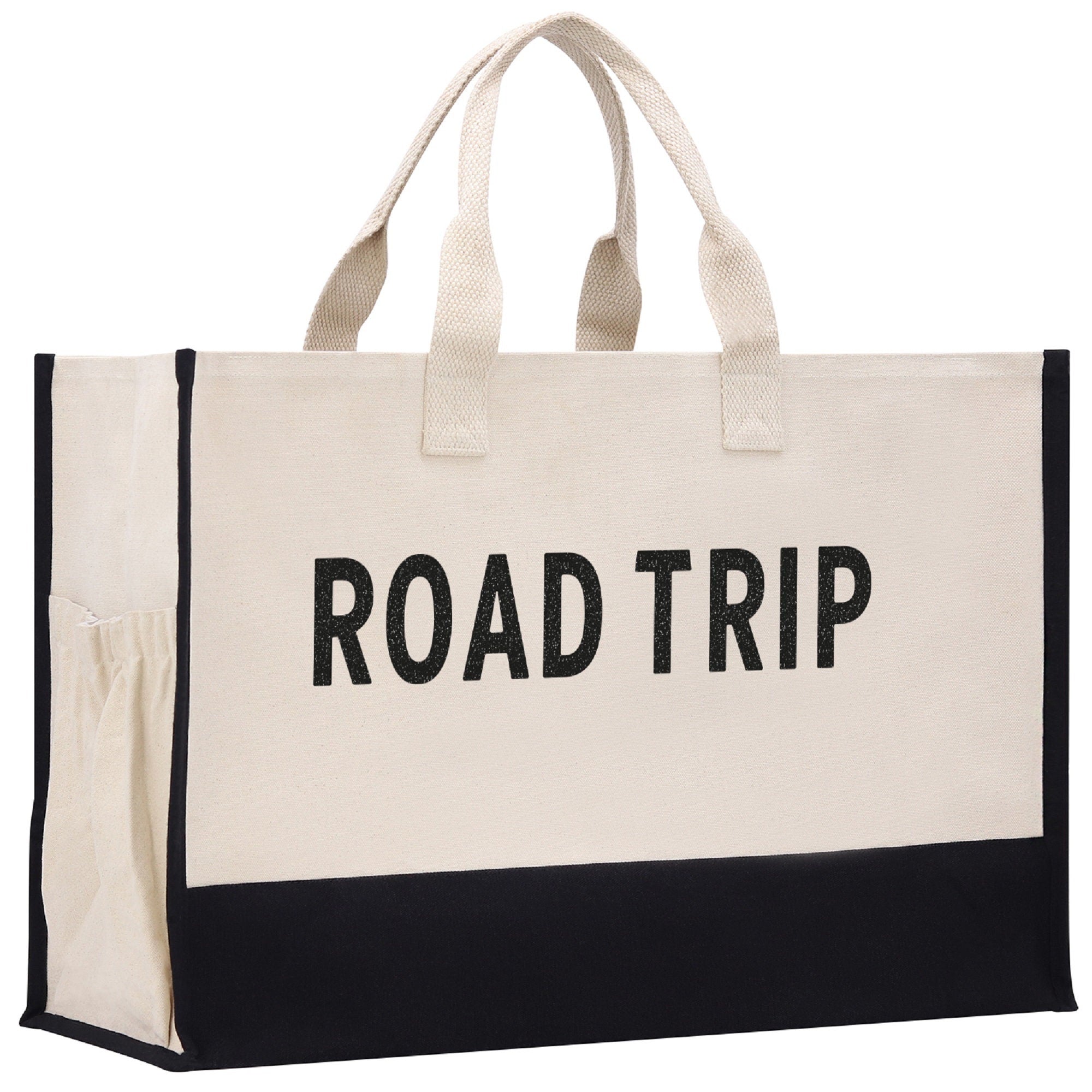 Road Trip Beach Tote Bag XL - Oversized Chic Tote Bag with Zipper and Inner Pockets - Gift for Her - Girls Weekend Tote - Weekender Bag - Aaria Tees Aaria Tees