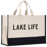 Lake Life Beach Tote Bag XL - Oversized Chic Tote Bag with Zipper and Inner Pocket- Gift for Her - Boat Bag - Weekender Bag - Lake Life Gift - Aaria Tees Aaria Tees