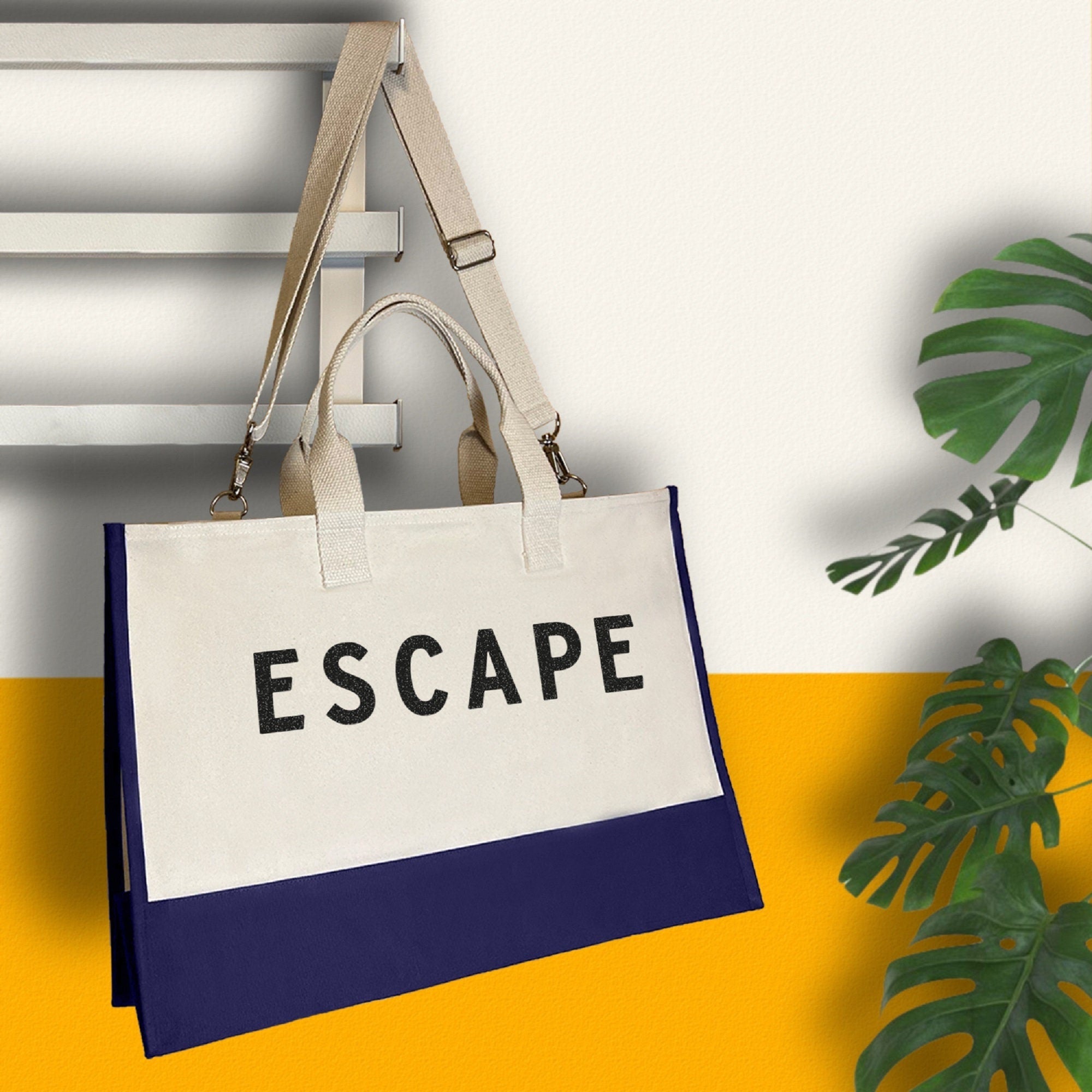 Escape Beach Tote Bag XL - Oversized Chic Tote Bag with Zipper and Inner Pocket -Gift for Her -Vacation Tote Bag -Weekender Bag -Travel Tote - Aaria Tees Aaria Tees