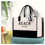 Beach Please Tote Bag - Large Chic Tote Bag - Gift for Her - Girls Weekend Tote - Weekender Bag - Weekend Tote - Beach Tote Bag - Aaria Tees Aaria Tees