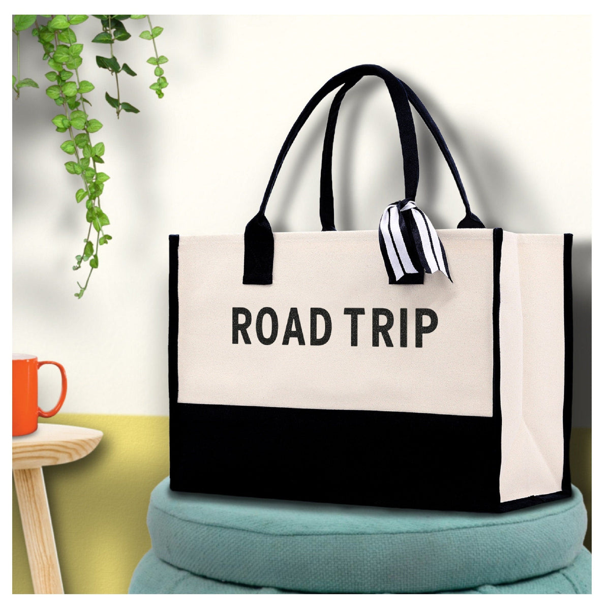 Road Trip Beach Tote Bag - Large Chic Tote Bag - Gift for Her - Vacation Tote Bag - Weekender Bag - Travel Tote - Aaria Tees