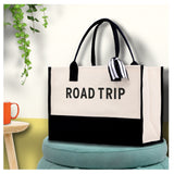 Road Trip Beach Tote Bag - Large Chic Tote Bag - Gift for Her - Vacation Tote Bag - Weekender Bag - Travel Tote - Aaria Tees Aaria Tees