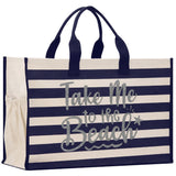 Take Me To The Beach Cabana Tote Bag XL - Oversized Chic Tote Bag with Zipper and Inner Pocket - Beach Bag for Women - Weekender Beach Tote - Aaria Tees Aaria Tees