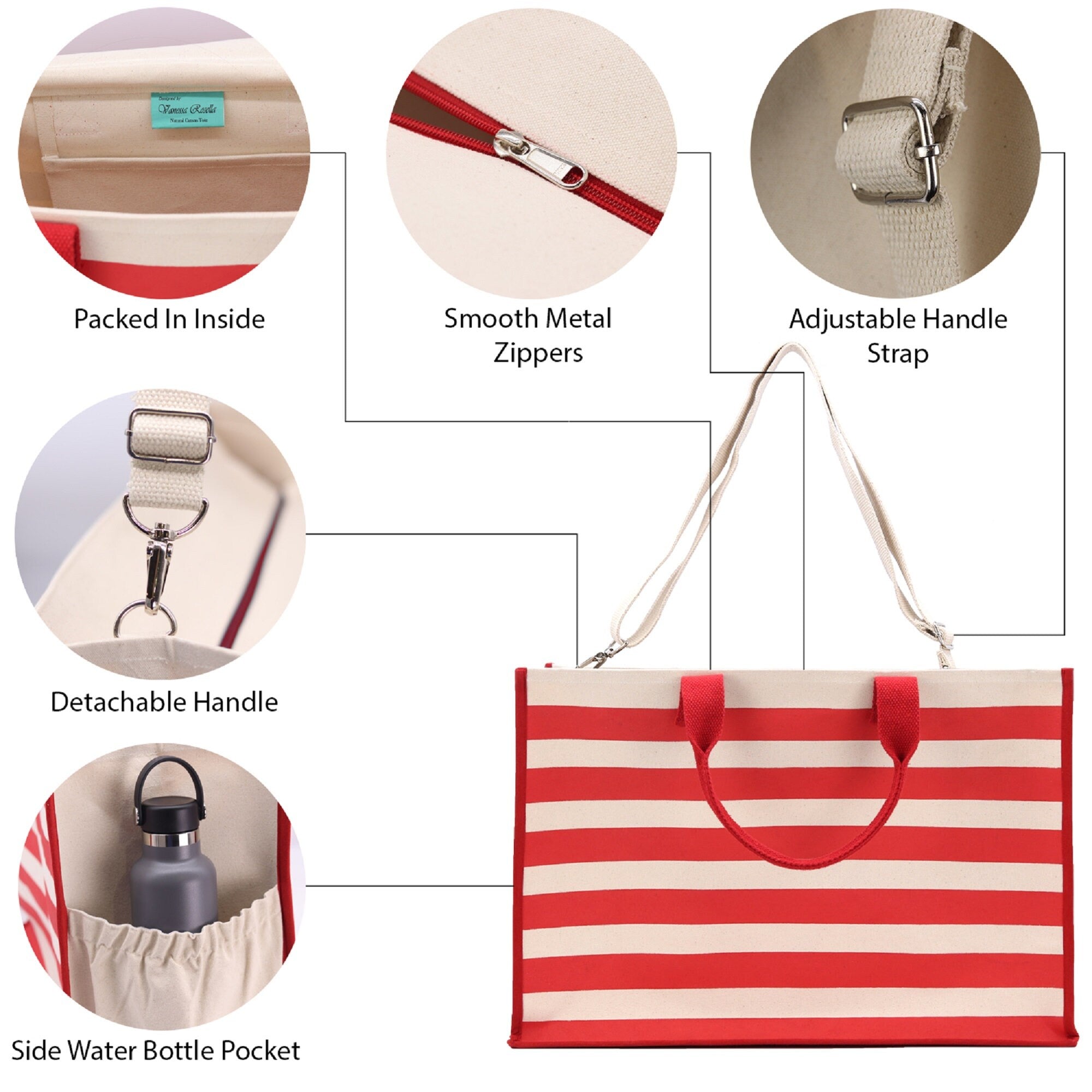 Weekend Vibes Cabana Tote Bag XL - Oversized Chic Tote Bag with Zipper and Inner Pocket - Beach Bag for Women - Weekender Beach Tote - Aaria Tees Aaria Tees