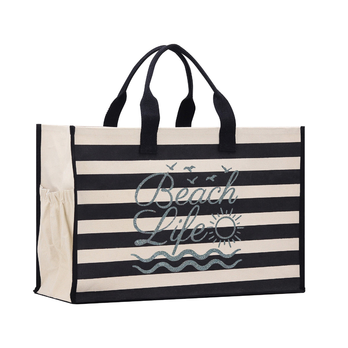 Beach Life Cabana Tote Bag XL - Oversized Chic Tote Bag with Zipper and Inner Pocket - Beach Bag for Women - Weekender Beach Tote - Aaria Tees