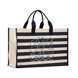 Beach Life Cabana Tote Bag XL - Oversized Chic Tote Bag with Zipper and Inner Pocket - Beach Bag for Women - Weekender Beach Tote - Aaria Tees Aaria Tees