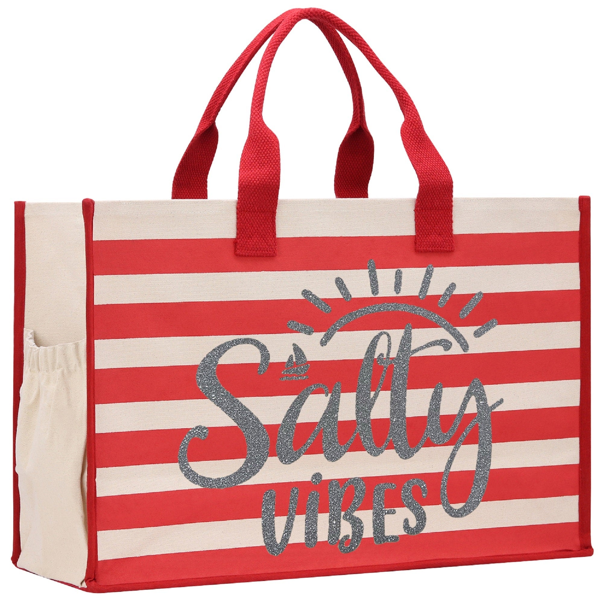 Salty Vibes Cabana Tote Bag XL - Oversized Chic Tote Bag with Zipper and Inner Pocket - Beach Bag for Women - Weekender Beach Tote - Aaria Tees Aaria Tees