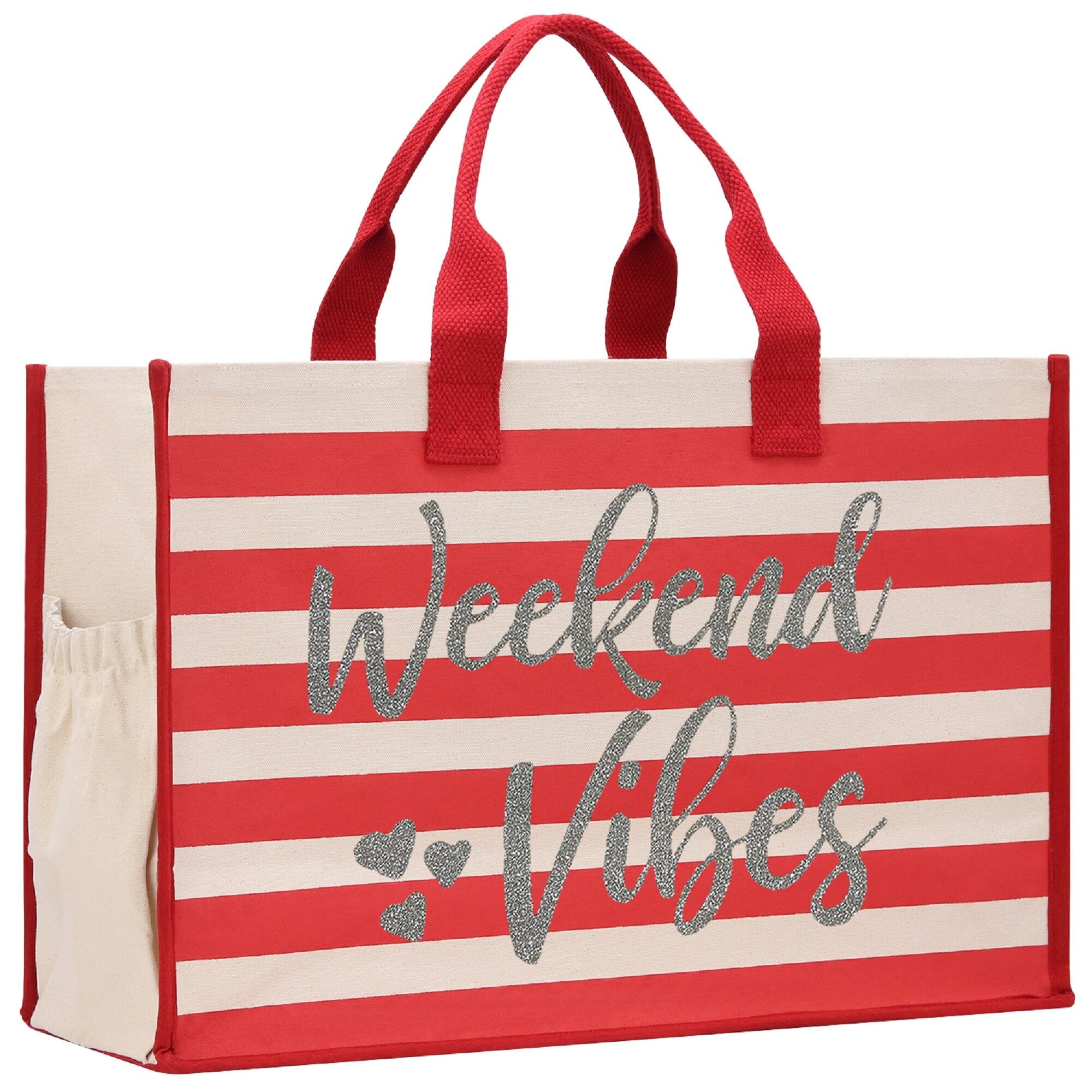 Weekend Vibes Cabana Tote Bag XL - Oversized Chic Tote Bag with Zipper and Inner Pocket - Beach Bag for Women - Weekender Beach Tote - Aaria Tees Aaria Tees