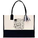 Floral Book Tote Bag Graduation Gift Library Tote School Bag Book worm Bookish Tote Wildflower Book Lover Gift Reader Bloom Canvas Tote - Aaria Tees Aaria Tees