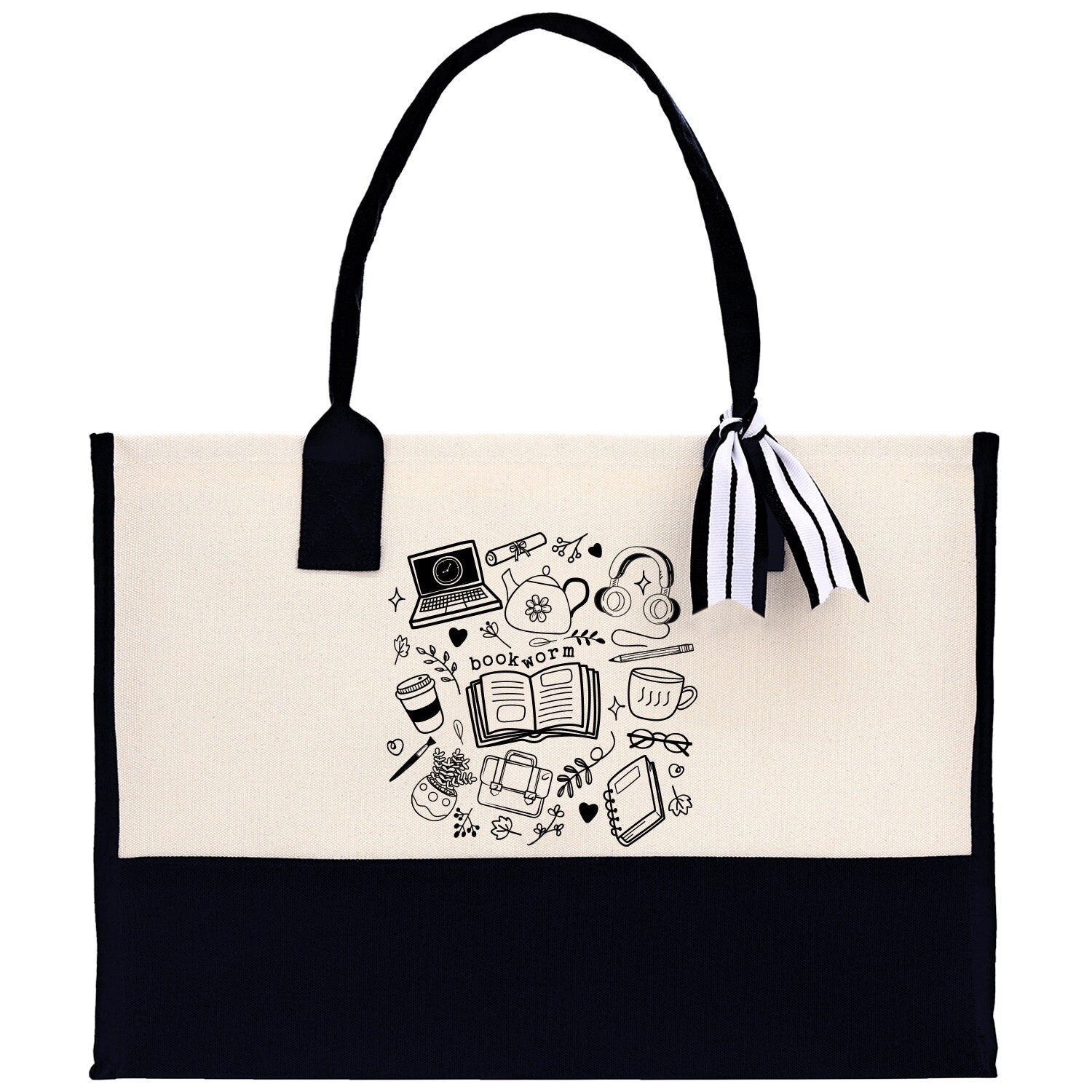 Floral Book Tote Bag Graduation Gift Library Tote School Bag Book worm Bookish Tote Wildflower Book Lover Gift Reader Bloom Canvas Tote - Aaria Tees Aaria Tees