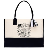 Floral Book Tote Bag Graduation Gift Library Tote School Bag Book worm Bookish Tote Wildflower Book Lover Gift Reader Bloom Canvas Tote - Aaria Tees Aaria Tees