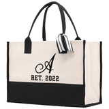 Teacher Custom Initial and Retirement Year Tote Bag Teacher Gift Teacher Retirement Gift Best Teacher Gifts Teacher Appreciation Gift - Aaria Tees Aaria Tees