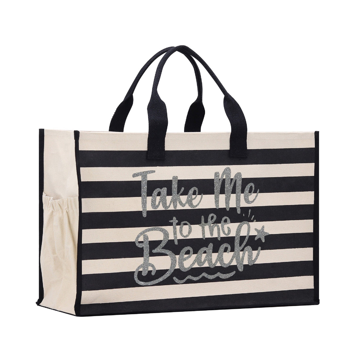Take Me To The Beach Cabana Tote Bag XL - Oversized Chic Tote Bag with Zipper and Inner Pocket - Beach Bag for Women - Weekender Beach Tote - Aaria Tees