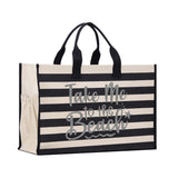 Take Me To The Beach Cabana Tote Bag XL - Oversized Chic Tote Bag with Zipper and Inner Pocket - Beach Bag for Women - Weekender Beach Tote - Aaria Tees Aaria Tees