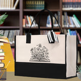 Floral Book Tote Bag Graduation Gift Library Tote School Bag Book worm Bookish Tote Wildflower Book Lover Gift Reader Bloom Canvas Tote - Aaria Tees Aaria Tees