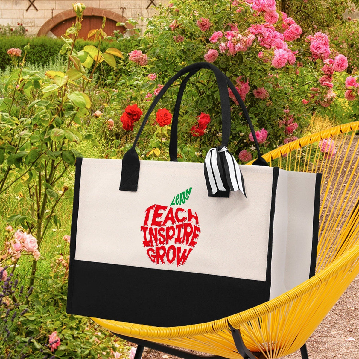 Teacher Floral Tote Bag Teacher Wildflower Graphic Tote Teacher Life Tote Bag Teacher Flower Bag Gift for Teacher Wildflower Book Bag - Aaria Tees