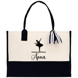 Dance Personalized Tote Bag Ballet Bag Gymnastic Bag Ballerina Bag Dancer Gift Dance Teacher Gift Dance Student Bag Custom for Women Girls - Aaria Tees Aaria Tees