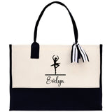 Dance Personalized Tote Bag Ballet Bag Gymnastic Bag Ballerina Bag Dancer Gift Dance Teacher Gift Dance Student Bag Custom for Women Girls - Aaria Tees Aaria Tees