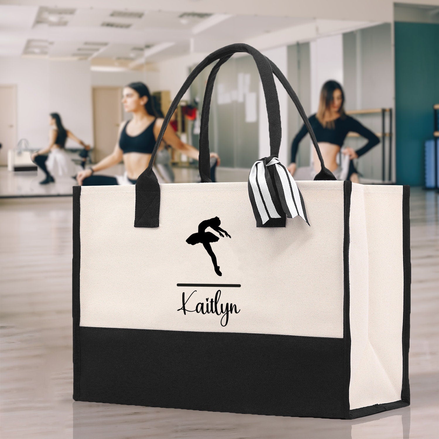 Dance Personalized Tote Bag Ballet Bag Gymnastic Bag Ballerina Bag Dancer Gift Dance Teacher Gift Dance Student Bag Custom for Women Girls - Aaria Tees Aaria Tees