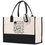 Floral Book Tote Bag Graduation Gift Library Tote School Bag Book worm Bookish Tote Wildflower Book Lover Gift Reader Bloom Canvas Tote - Aaria Tees Aaria Tees