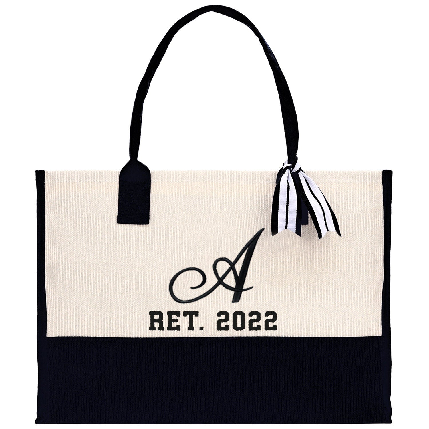 Teacher Custom Initial and Retirement Year Tote Bag Teacher Gift Teacher Retirement Gift Best Teacher Gifts Teacher Appreciation Gift - Aaria Tees Aaria Tees