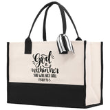 God is within her She will not fall PSALM 46:5 Religious Tote Bag for Women Bible Verse Canvas Tote Bag Religious Gifts Church Tote Bag - Aaria Tees Aaria Tees