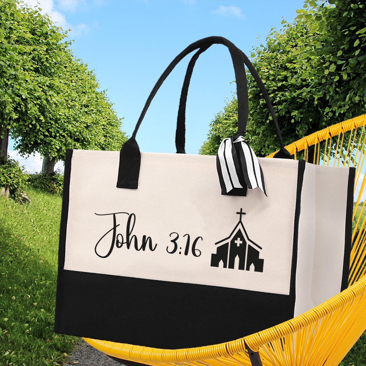 John 3:16 Religious Tote Bag for Women Bible Verse Canvas Tote Bag Religious Gifts Bible Verse Gift Church Tote Bag - Aaria Tees Aaria Tees