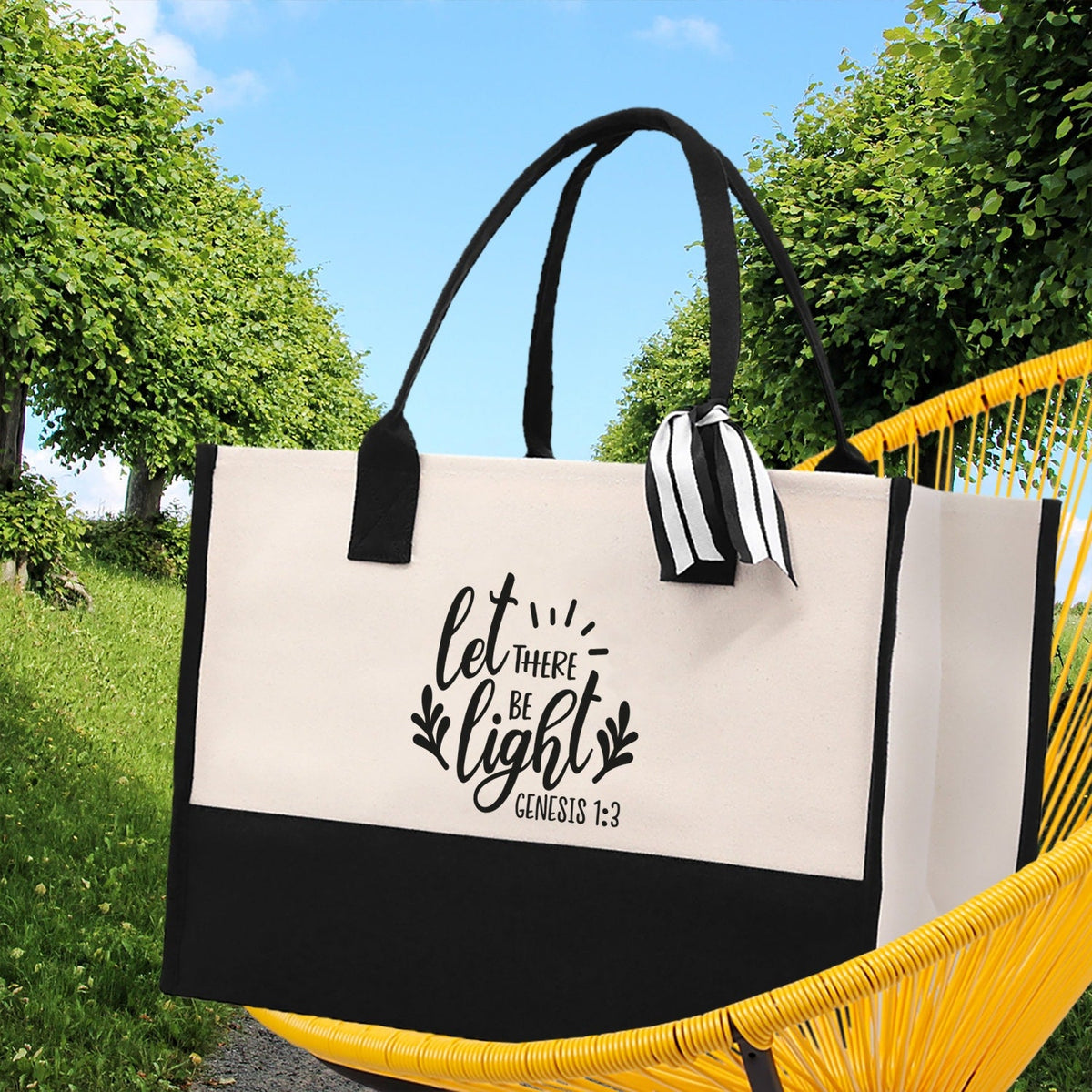 Let There Be Light Genesis 1:3 Religious Tote Bag for Women Bible Verse Canvas Tote Bag Religious Gifts Bible Verse Gift Church Tote Bag - Aaria Tees