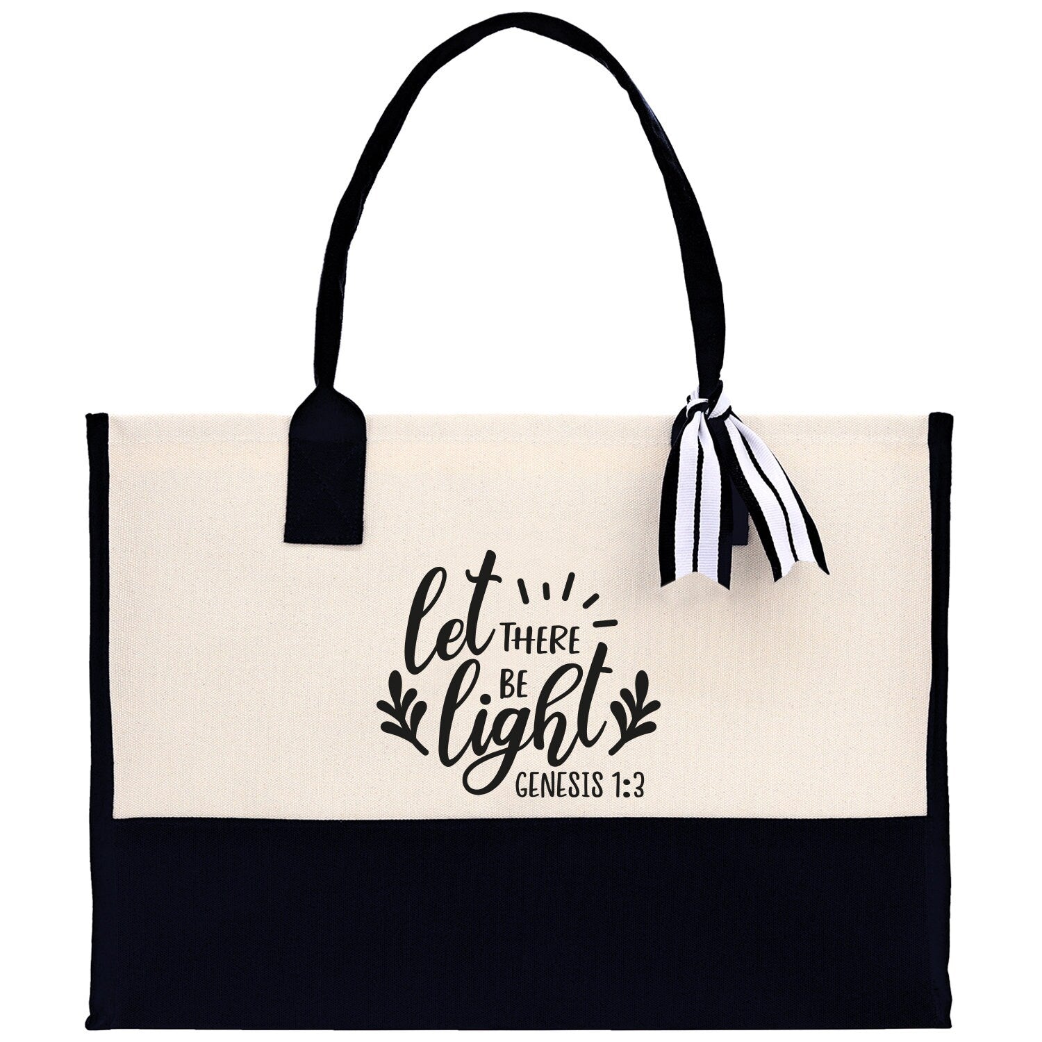 Let There Be Light Genesis 1:3 Religious Tote Bag for Women Bible Verse Canvas Tote Bag Religious Gifts Bible Verse Gift Church Tote Bag - Aaria Tees Aaria Tees