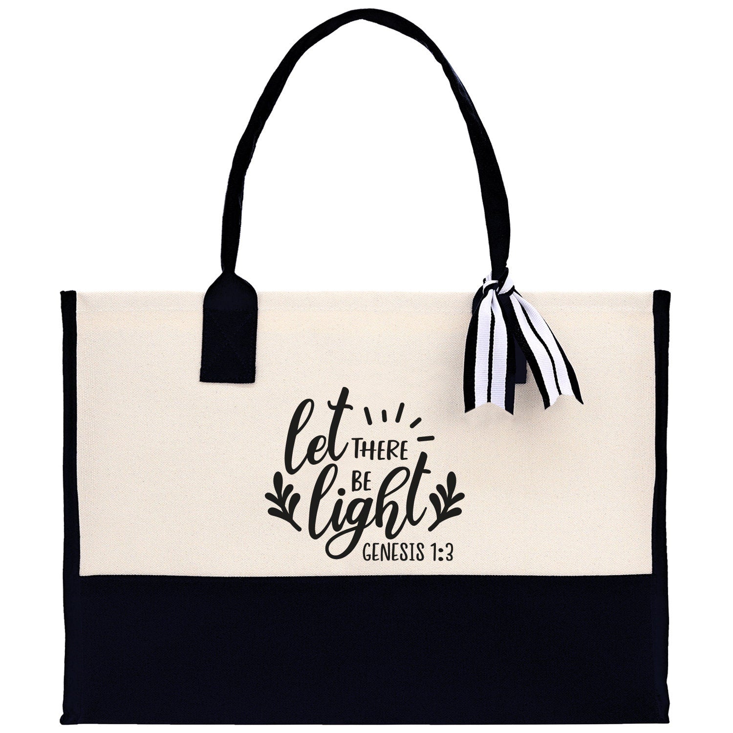 Let There Be Light Genesis 1:3 Religious Tote Bag for Women Bible Verse Canvas Tote Bag Religious Gifts Bible Verse Gift Church Tote Bag - Aaria Tees Aaria Tees