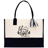 Let There Be Light Genesis 1:3 Religious Tote Bag for Women Bible Verse Canvas Tote Bag Religious Gifts Bible Verse Gift Church Tote Bag - Aaria Tees Aaria Tees