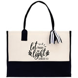 Let There Be Light Genesis 1:3 Religious Tote Bag for Women Bible Verse Canvas Tote Bag Religious Gifts Bible Verse Gift Church Tote Bag - Aaria Tees Aaria Tees