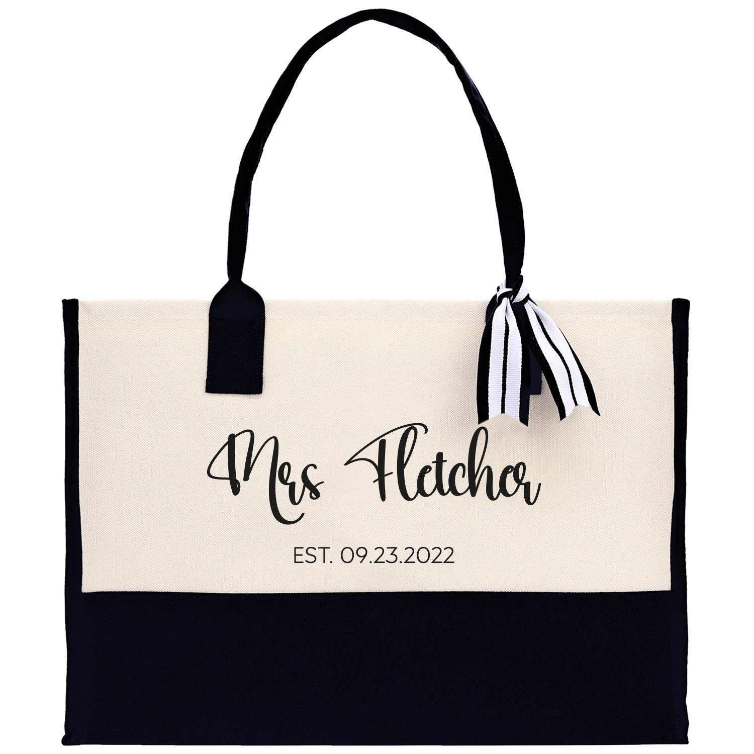 Mrs. Last Name Est Year Tote Bag Personalized Date Wedding Tote Bridal Shower Gift Honeymoon Gift Customized Wedding Gift Bridesmaid Gift - Aaria Tees Aaria Tees