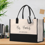 Mrs. Last Name Est Year Tote Bag Personalized Date Wedding Tote Bridal Shower Gift Honeymoon Gift Customized Wedding Gift Bridesmaid Gift - Aaria Tees Aaria Tees