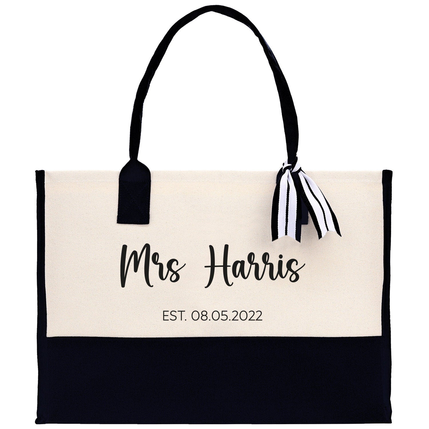 Mrs. Last Name Est Year Tote Bag Personalized Date Wedding Tote Bridal Shower Gift Honeymoon Gift Customized Wedding Gift Bridesmaid Gift - Aaria Tees Aaria Tees
