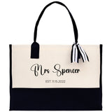 Mrs. Last Name Est Year Tote Bag Personalized Date Wedding Tote Bridal Shower Gift Honeymoon Gift Customized Wedding Gift Bridesmaid Gift - Aaria Tees Aaria Tees