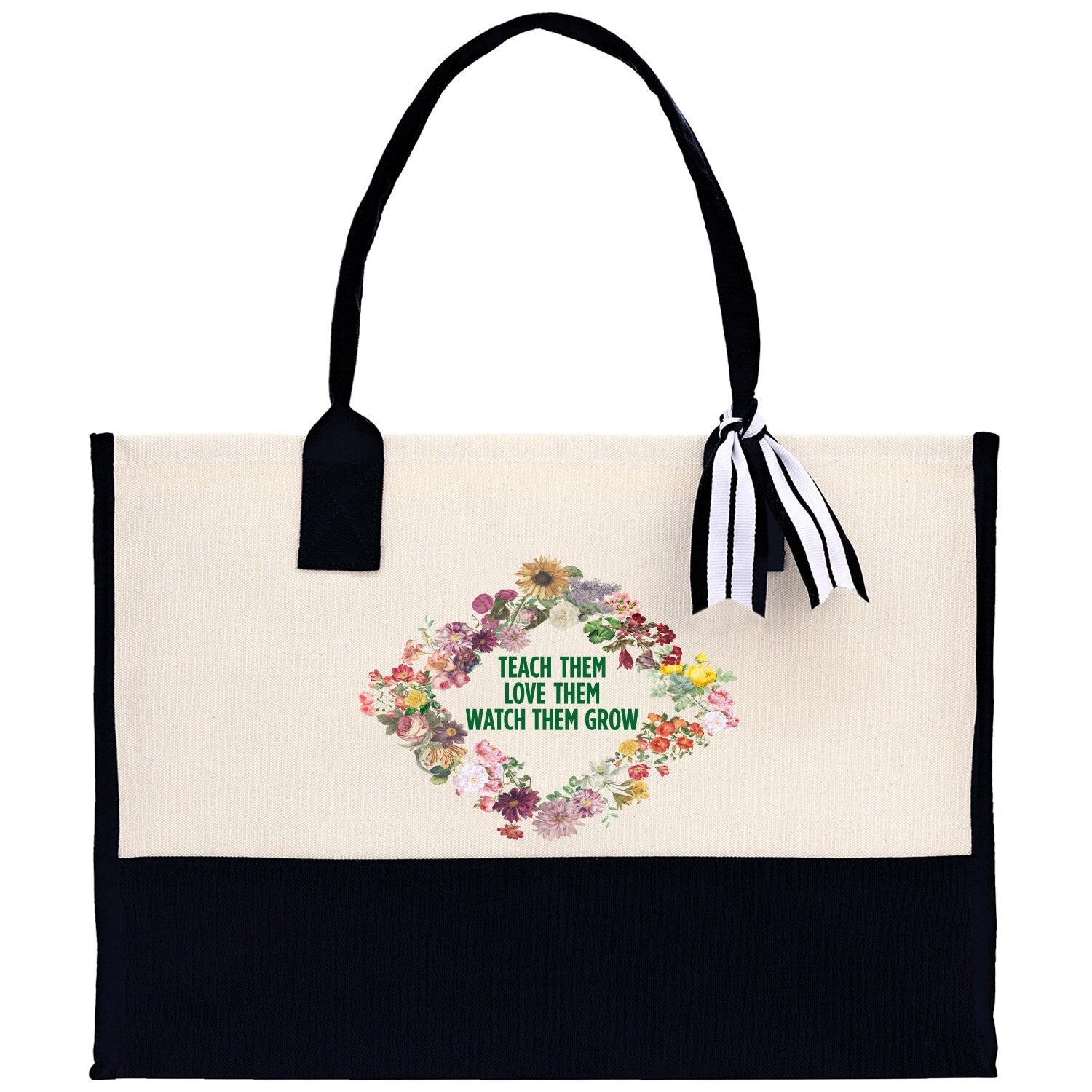 Teacher Floral Tote Bag Teacher Wildflower Graphic Tote Teacher Life Tote Bag Teacher Flower Bag Gift for Teacher Wildflower Book Bag - Aaria Tees Aaria Tees