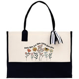 Teacher Floral Tote Bag Teacher Wildflower Graphic Tote Teacher Life Tote Bag Teacher Flower Bag Gift for Teacher Wildflower Book Bag - Aaria Tees Aaria Tees