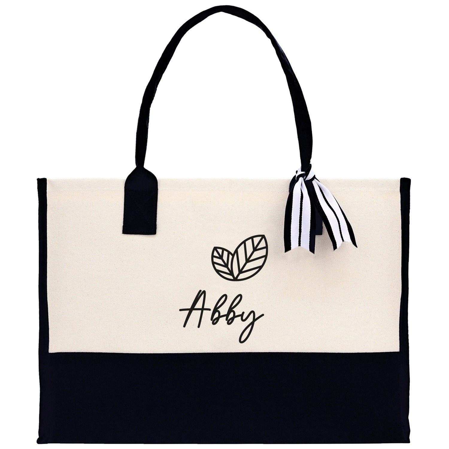 Tropical Leaf with Name Custom Wedding Tote Palm Leaf Bridesmaid Tote Bag Personalized Bride Gift Honeymoon Gift Wedding Bridal Party Gift - Aaria Tees Aaria Tees