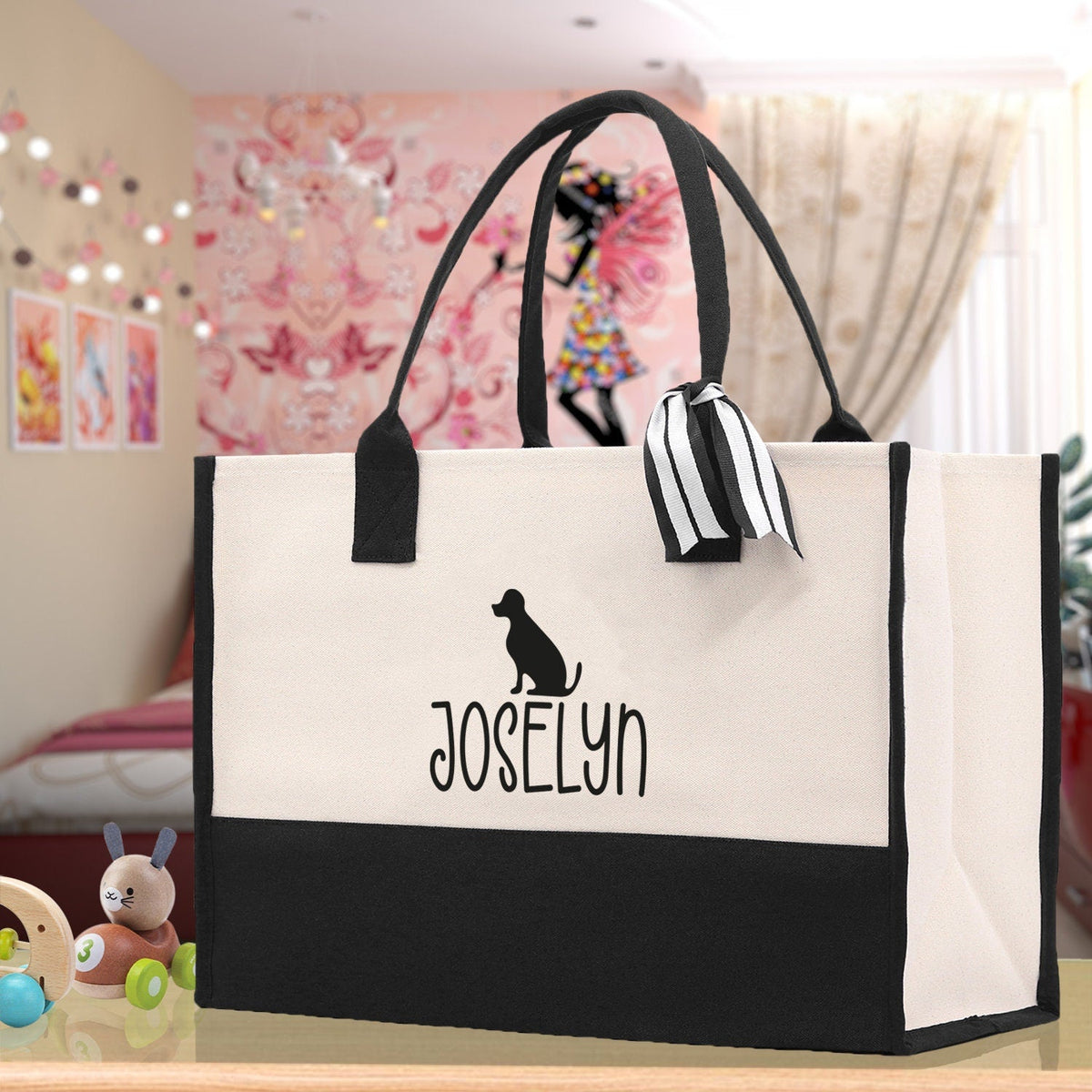 Personalized Kids Name Tote Bag Dinosaur Tote Kindergarten Tote Beach Bag for Boys Custom Kids Summer Bag Kids School Bag Rabbit Unicorn Cat - Aaria Tees