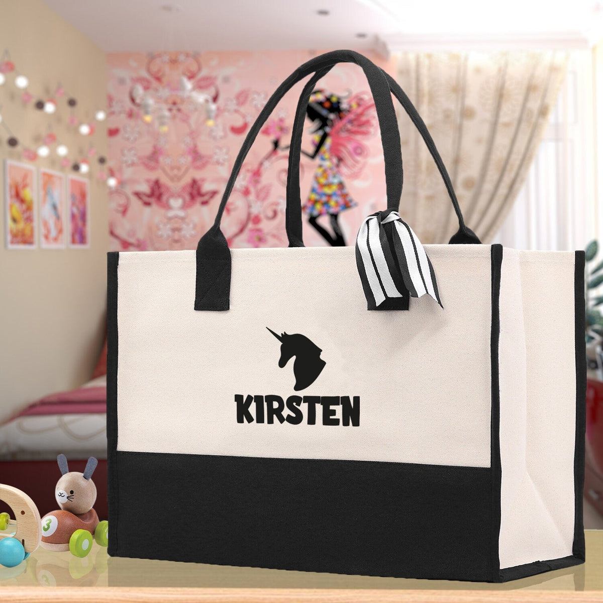 Diaper bag Personalized Kids Name Tote Bag Dinosaur Tote Kindergarten Tote Beach Bag for Boys Custom Kids Summer Bag  Rabbit Unicorn Cat - Aaria Tees