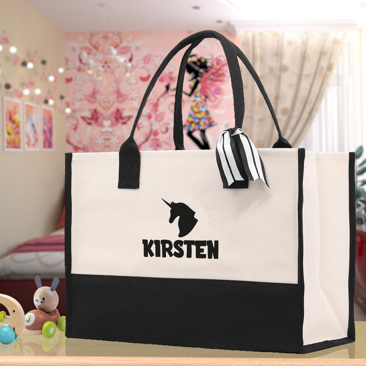 Diaper bag Personalized Kids Name Tote Bag Dinosaur Tote Kindergarten Tote Beach Bag for Boys Custom Kids Summer Bag  Rabbit Unicorn Cat - Aaria Tees