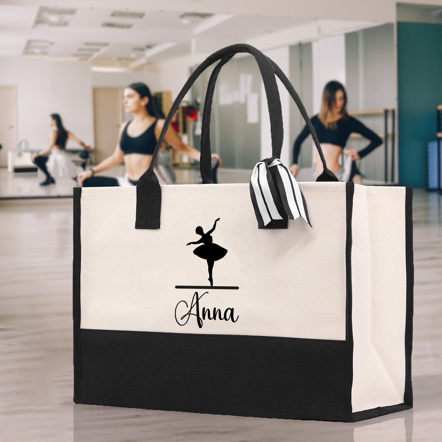 Dance Personalized Tote Bag Ballet Bag Gymnastic Bag Ballerina Bag Dancer Gift Dance Teacher Gift Dance Student Bag Custom for Women Girls - Aaria Tees Aaria Tees