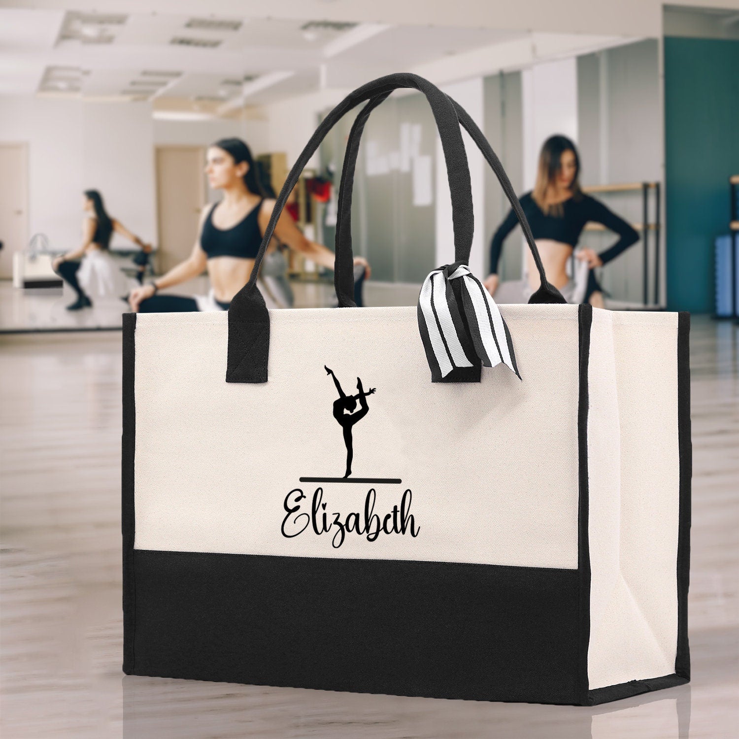 Dance Personalized Tote Bag Ballet Bag Gymnastic Bag Ballerina Bag Dancer Gift Dance Teacher Gift Dance Student Bag Custom for Women Girls - Aaria Tees Aaria Tees